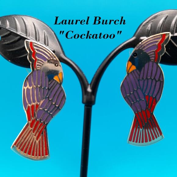 Laurel Burch Jewelry - Laurel Burch "Cockatoo" Bird Post Earrings, Gold Plated, 1980s Vintage Jewelry